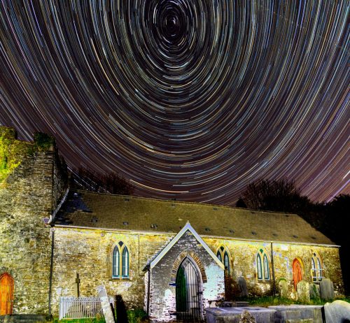 Llangiwg Church Star Trails